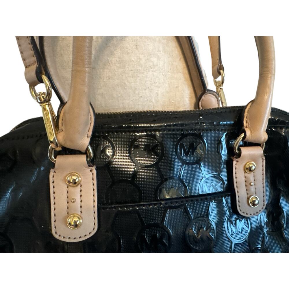 Michael Kors Jet Set Black Patent Leather Logo Satchel Crossbody Bag – Designer - Picture 6 of 13